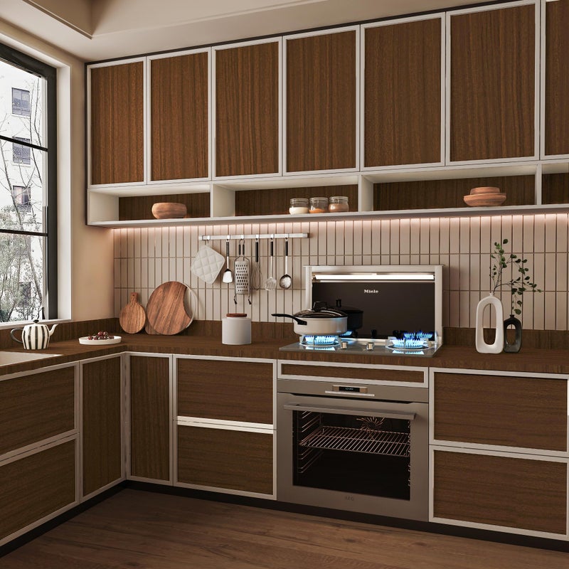 BAYYA Brown Walnut Wood Grain Wallpaper Waterproof Peel and Stick Wallpaper Decorative Furniture Stickers for Kitchen Cabinets Door Table Floor Shelf Drawer Liner Removable Self-Adhesive Film - Image 4